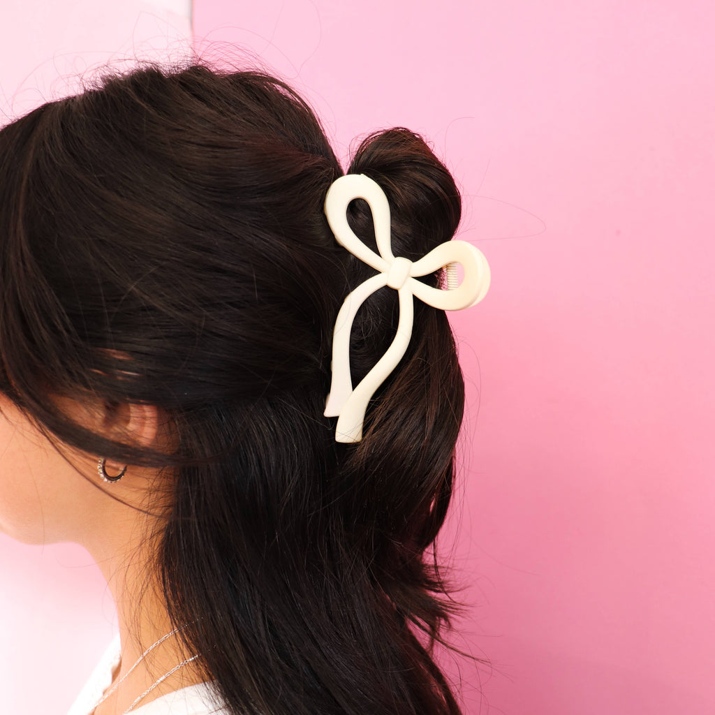 Charming Bow Hair Clip in Cute Colors: Cream