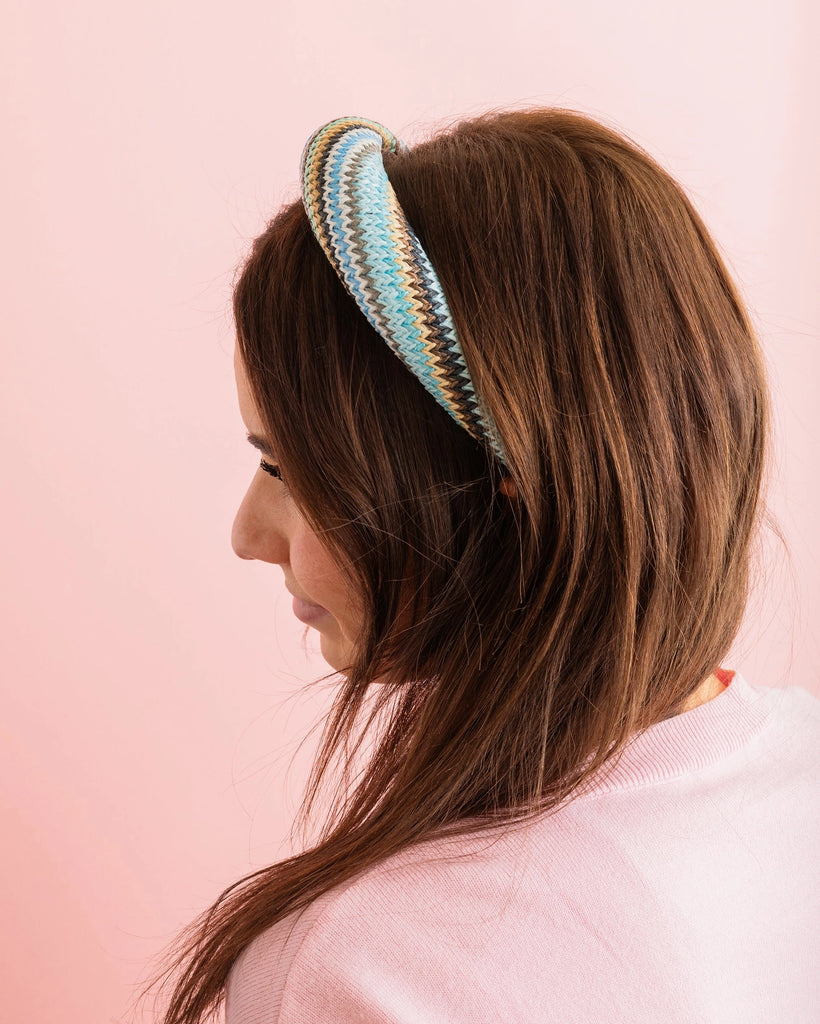Mia Blue + Green Rattan Headband