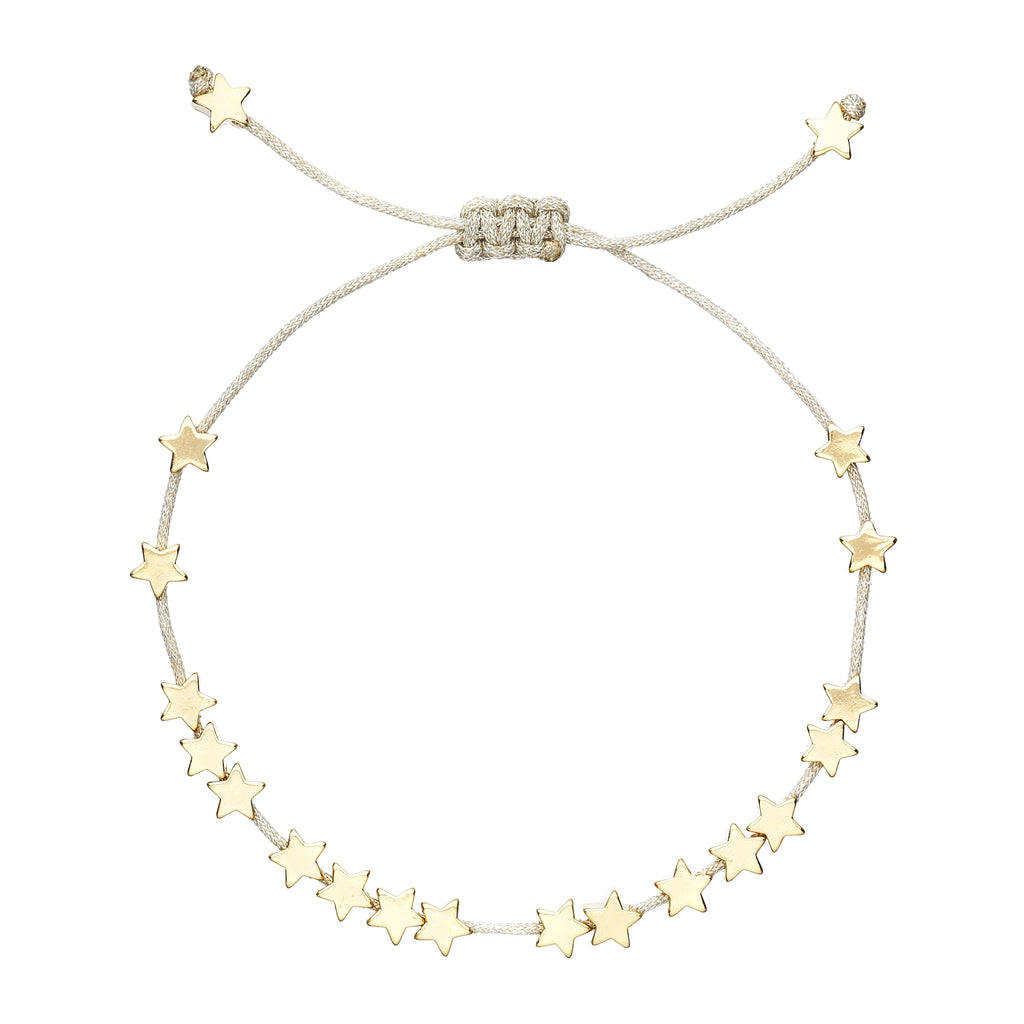 Stars So Bright Bracelet with Silver Metallic Cord-Gold Plated