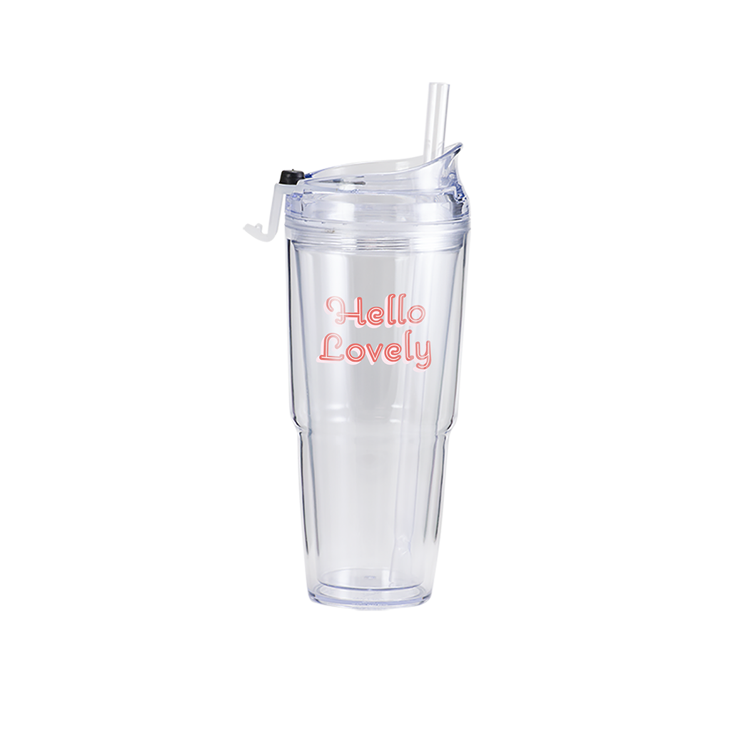 Hello Lovely Clear Plastic Tumbler