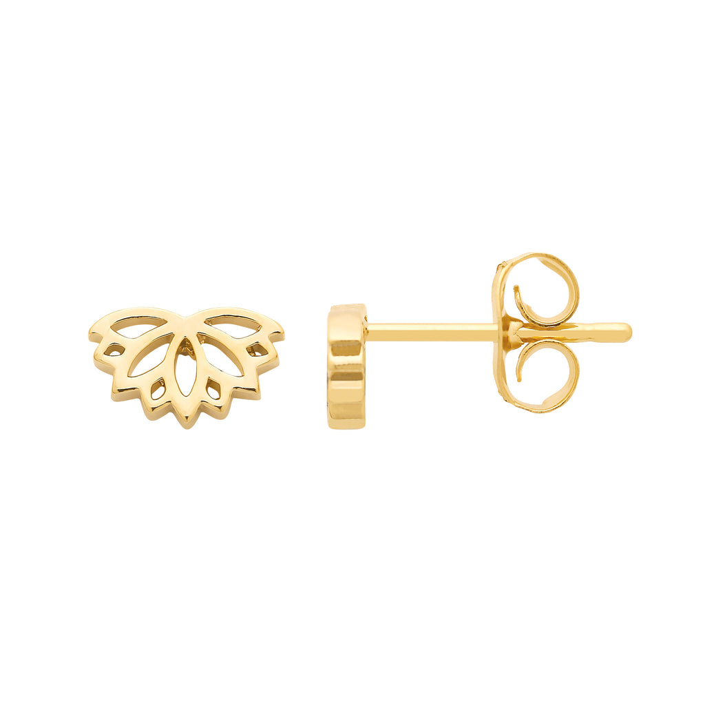 Lotus Stud Earrings - Gold Plated