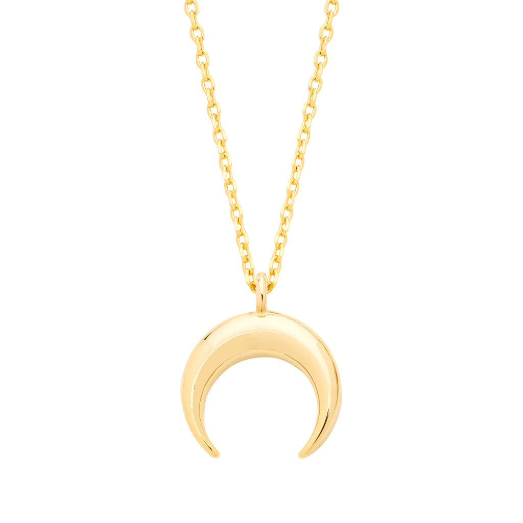 Curved Horn Necklace - Gold Plated