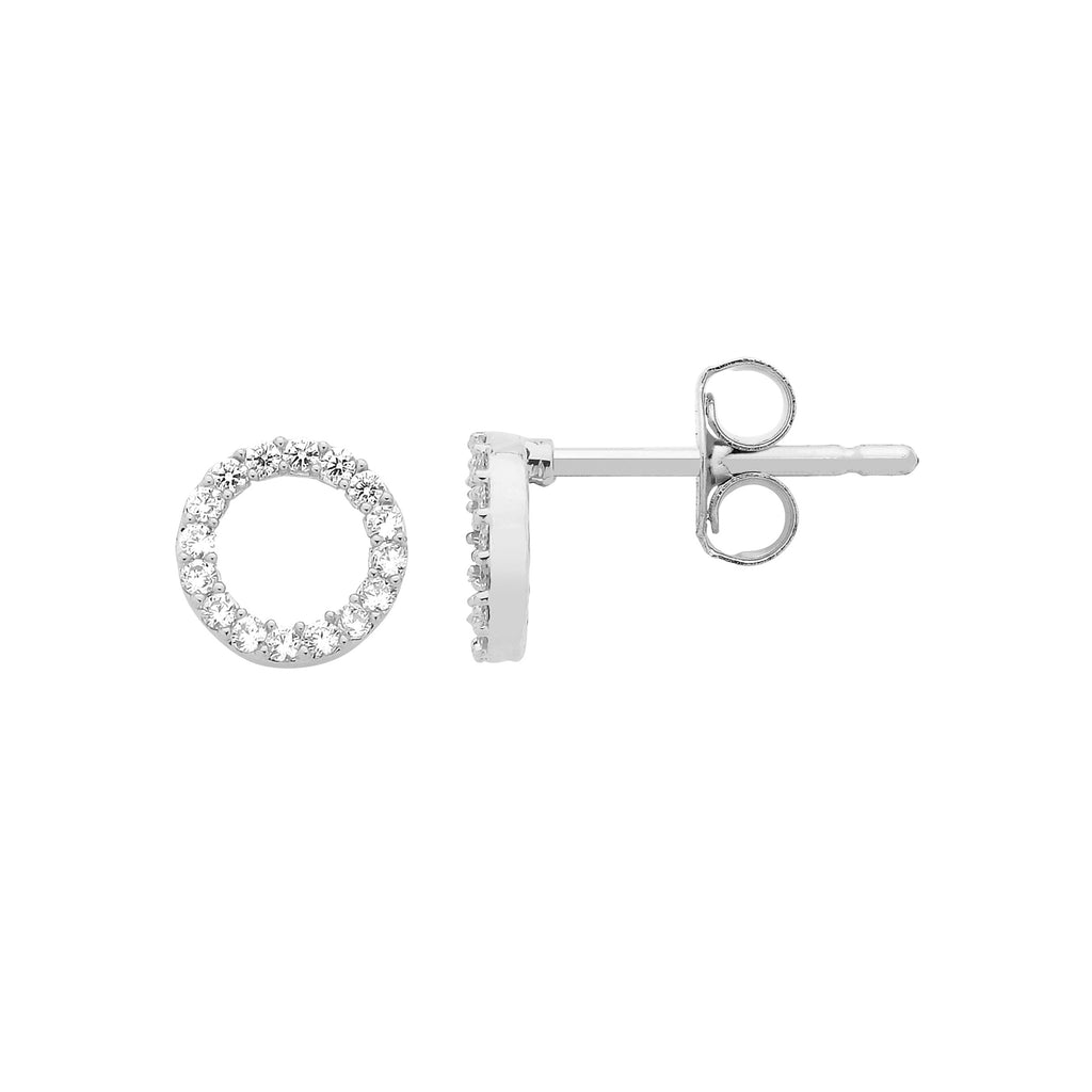 CZ Circle Earrings - Silver Plated