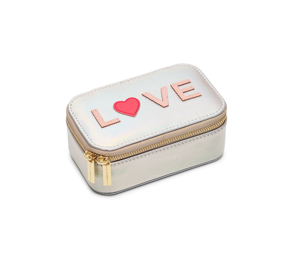 Mini Jewellery Box - Iridescent with Blush and Coral Applique