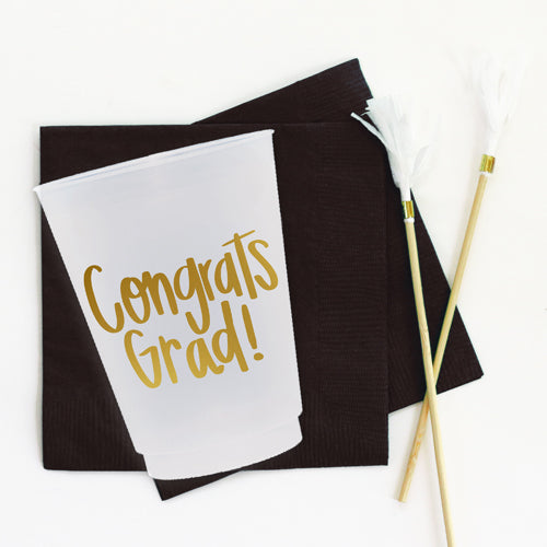 Frosted Cups: Congrats Grad Set of 10 16 oz cups