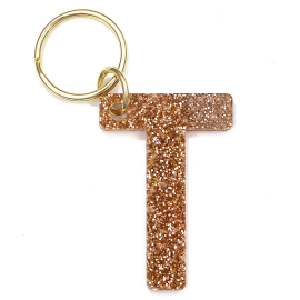 Glitter Letter T Keychain