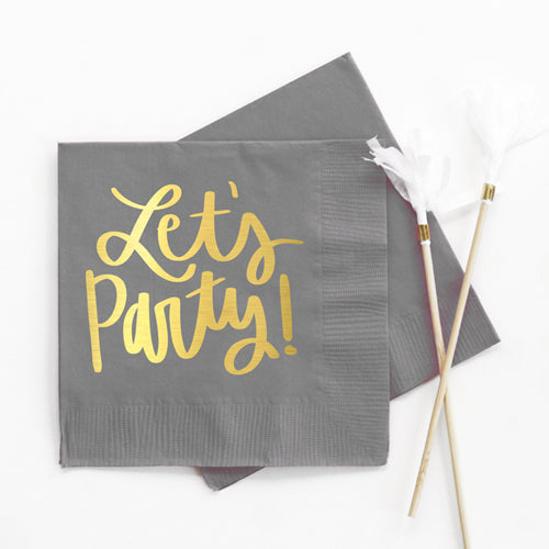 Let's Party Napkins Pewter