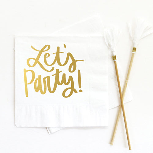 Let's Party Napkins White