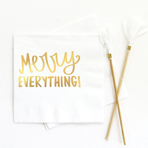 Merry Everything Napkins White