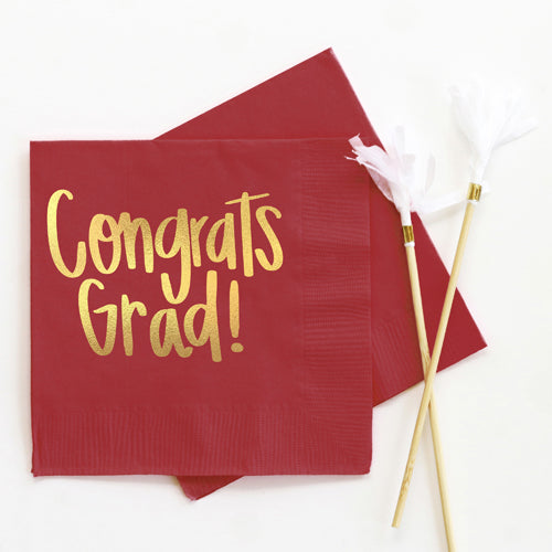 Congrat's Grad Napkins Burgundy