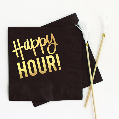 Happy Hour Napkins Black