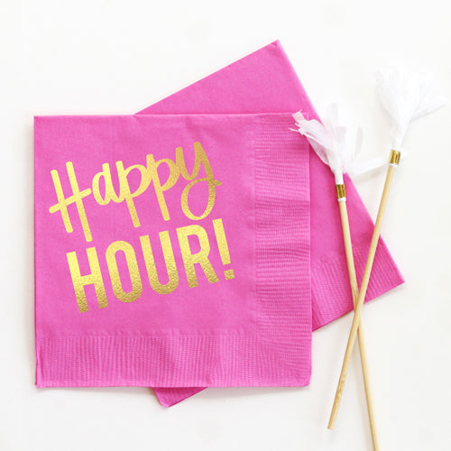 Happy Hour Napkins Pink