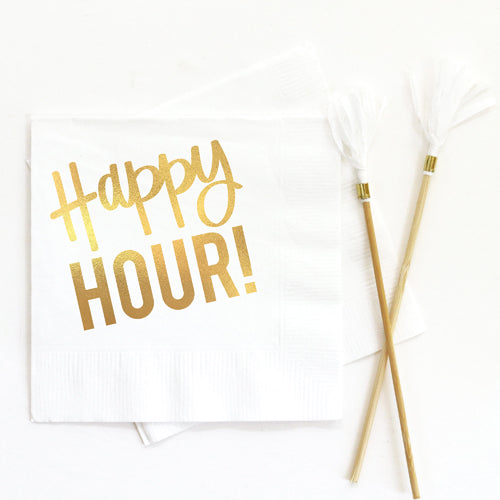 Happy Hour Napkins White