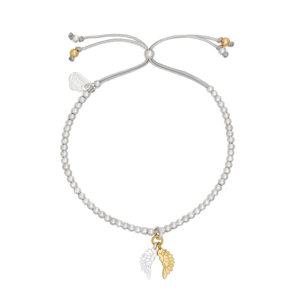 Liberty Bracelet with Wings Charm - Silver and Gold Plated