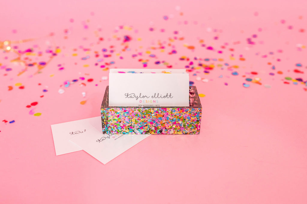 Confetti Acrylic Business Card Holder