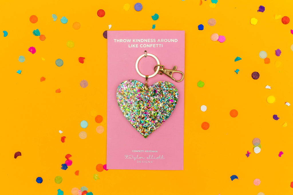 Confetti Acrylic Heart Keychain